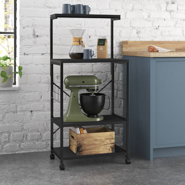 17 Stories Geyer 31.5'' Iron Standard Baker's Rack with Microwave